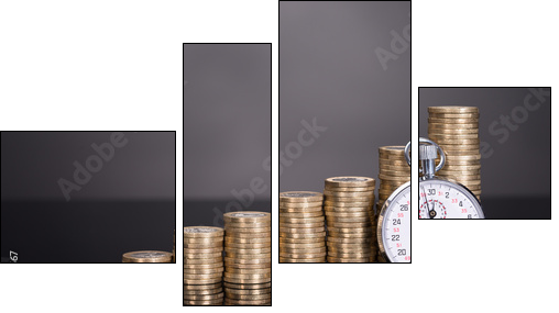 Time is money concept  - Obraz czteroczęściowy, Fortyk