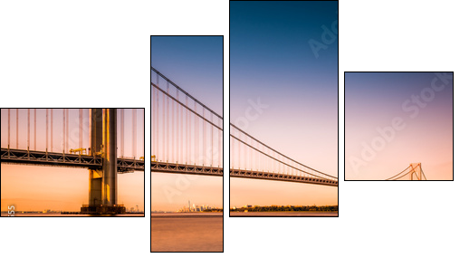 Verrazano-Narrows Bridge at sunset as viewed from Long Island - Obraz czteroczęściowy, Fortyk