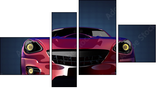 luxury brandless sport car  - Obraz czteroczęściowy, Fortyk