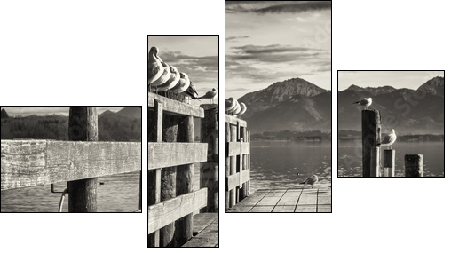 old wooden jetty  - Obraz czteroczęściowy, Fortyk