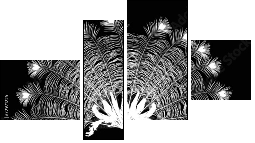 Monochromatyczny paw - Obraz czteroczęściowy, Fortyk