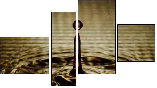 Water Drop Splash with Ripples  - Obraz czteroczęściowy, Fortyk