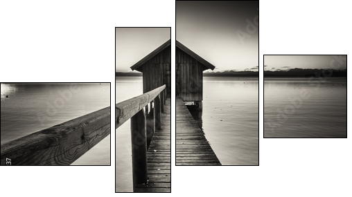 old wooden boathouse  - Obraz czteroczęściowy, Fortyk