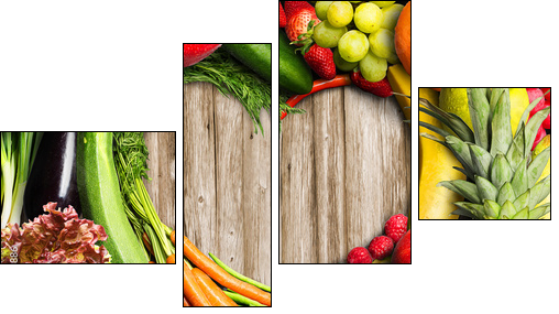 Vegetables and Fruit Heart Shaped  - Obraz czteroczęściowy, Fortyk