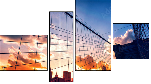 Brooklyn Bridge and Manhattan at sunset  - Obraz czteroczęściowy, Fortyk