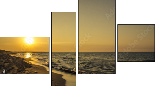 Tramonto sulla spiaggia  - Obraz czteroczęściowy, Fortyk