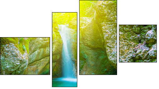 small mountain waterfall  - Obraz czteroczęściowy, Fortyk