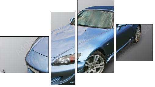 blue compartment car  - Obraz czteroczęściowy, Fortyk