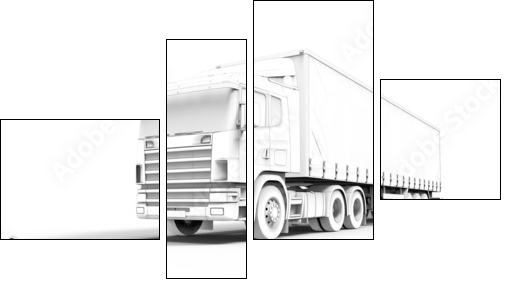 Truck toon  - Obraz czteroczęściowy, Fortyk