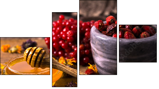 Honey and herbs  - Obraz czteroczęściowy, Fortyk