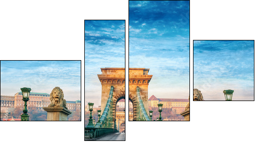 Chain bridge Budapest Hungary - Obraz czteroczęściowy, Fortyk