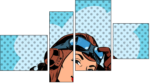 Pin up girl pilot aviation army beauty pop art retro - Obraz czteroczęściowy, Fortyk