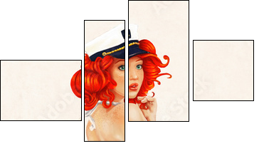 sexy pin up girl painting - Obraz czteroczęściowy, Fortyk