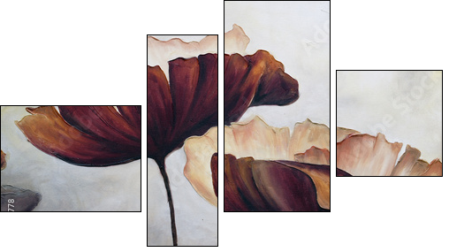 Poppy abstract painting - Obraz czteroczęściowy, Fortyk