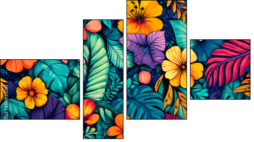 Kwiaty w stylu pop – art - Obraz czteroczęściowy, Fortyk