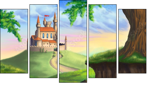 Bajkowy zamek z krainy fantazji
 - Obraz pięcioczęściowy, Pentaptyk