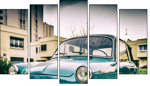 Pochwała motoryzacji spod znaku retro - Obraz pięcioczęściowy, Pentaptyk