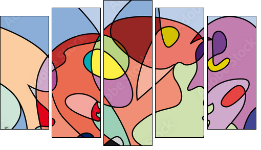 abstract people in confusion, colorful vector background - Obraz pięcioczęściowy, Pentaptyk