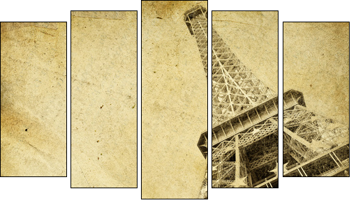 Papeteria vintage – Wieża Eiffela w sepii
 - Obraz pięcioczęściowy, Pentaptyk