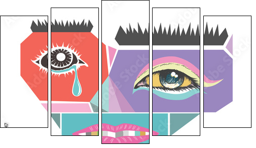 Abstract face design. Modern art vector illustration. Abstract face for Homeless Concepts. Abstract design exotic bohemian & boho style. - Obraz pięcioczęściowy, Pentaptyk