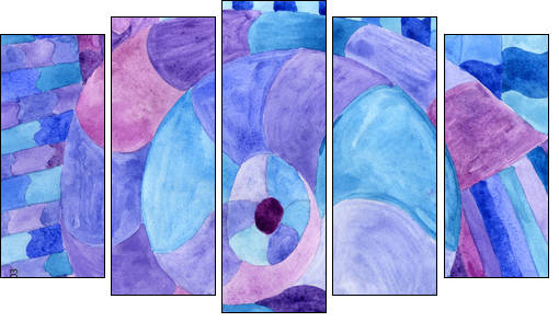 Watercolor Nautilus Picasso in blue. Sea theme watercolor. Sea Picasso. - Obraz pięcioczęściowy, Pentaptyk