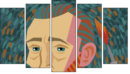 van gogh painter face drawing - Obraz pięcioczęściowy, Pentaptyk