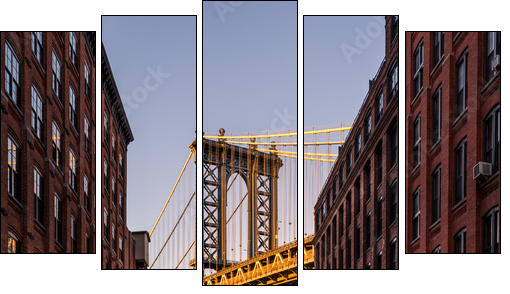 Manhattan Bridge viewed from Brooklyn street - Obraz pięcioczęściowy, Pentaptyk