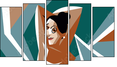 cubist woman painting - Obraz pięcioczęściowy, Pentaptyk