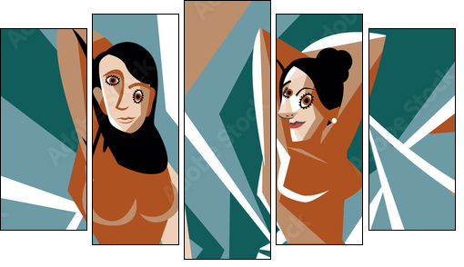 cubist women painting - Obraz pięcioczęściowy, Pentaptyk