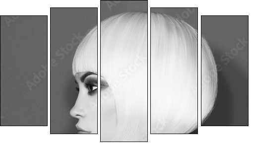 Fashion beautiful blonde with short haircut - Obraz pięcioczęściowy, Pentaptyk