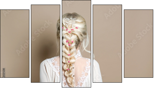 NatÃ¼rliches romantisches Make-up und Styling fÃ¼r eine Hochzeit - Obraz pięcioczęściowy, Pentaptyk
