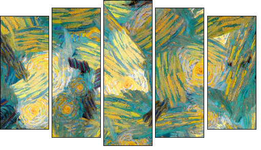 Varicoloured texture from oil paints - Obraz pięcioczęściowy, Pentaptyk