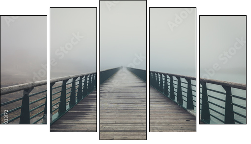 Drewniane molo w porannej mgle
 - Obraz pięcioczęściowy, Pentaptyk