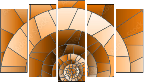 Abstract mosaic image,  tiles arranged in a spiral,brown tone, Sepia - Obraz pięcioczęściowy, Pentaptyk