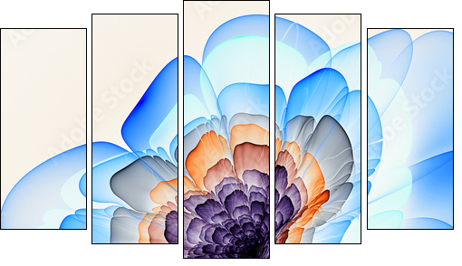 Fairy flower. Lily. 3D surreal illustration. Sacred geometry. Mysterious psychedelic relaxation pattern. Fractal abstract texture. Digital artwork graphic astrology magic - Obraz pięcioczęściowy, Pentaptyk