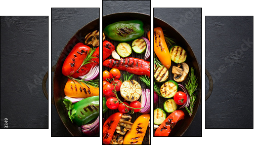 Grilled vegetables in a pan - Obraz pięcioczęściowy, Pentaptyk