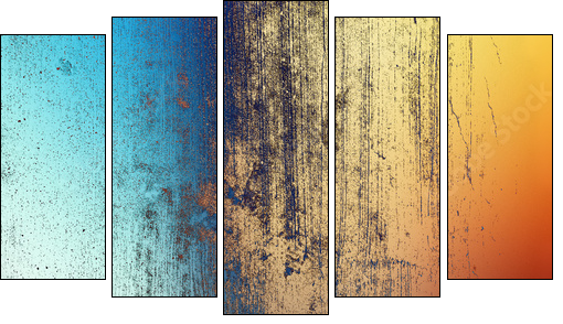Blue and orange abstract background illustration - Obraz pięcioczęściowy, Pentaptyk