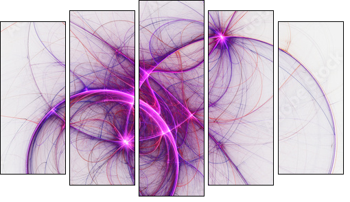 Purple fractal swirly pattern, digital artwork for creative graphic design - Obraz pięcioczęściowy, Pentaptyk