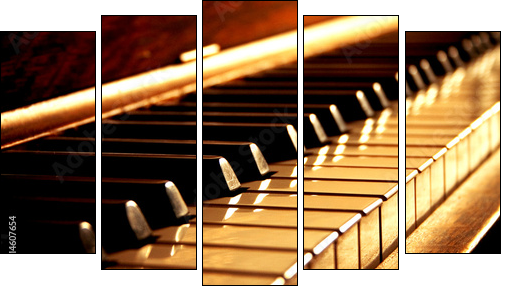 Golden Piano Keys  - Obraz pięcioczęściowy, Pentaptyk