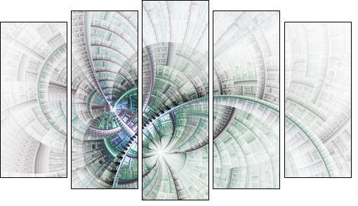 Clocwork fractal texture, digital artwork for creative graphic design - Obraz pięcioczęściowy, Pentaptyk