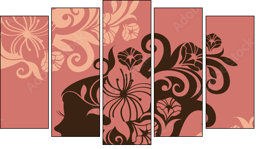 Kobieta z kwiatem we włosach – grafika
 - Obraz pięcioczęściowy, Pentaptyk