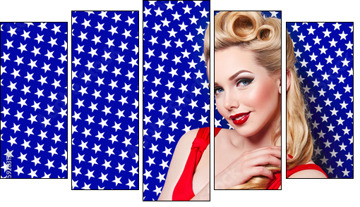 W stylu PIN-UP. Zakręcona piękność - Obraz pięcioczęściowy, Pentaptyk