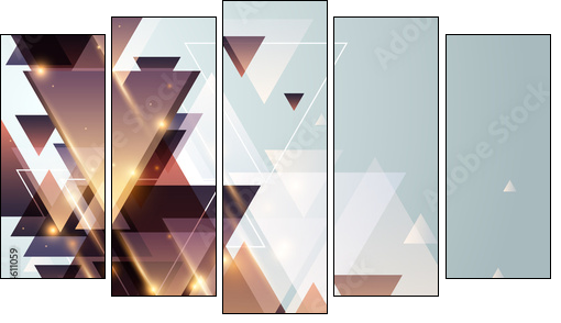 Triangle light background - Obraz pięcioczęściowy, Pentaptyk
