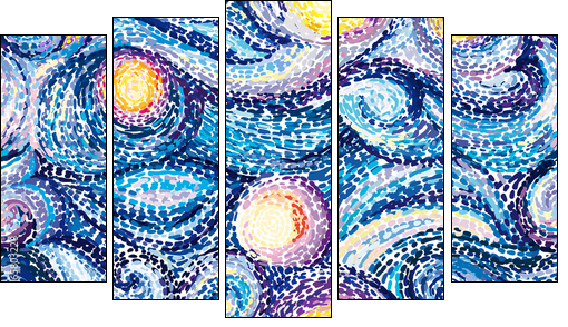 Van Gogh background - Obraz pięcioczęściowy, Pentaptyk
