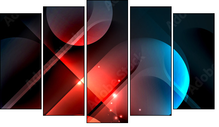 Vector glowing geometric shapes background - Obraz pięcioczęściowy, Pentaptyk