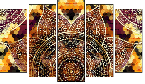 Vector square background. Mandala round decorative ornament pattern. - Obraz pięcioczęściowy, Pentaptyk