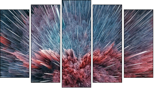 Colorful galaxy abstract cosmic background. Shiny fantasy universe. Deep cosmos. Infinity exploration. 3d illustration - Obraz pięcioczęściowy, Pentaptyk
