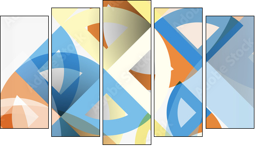 Cut paper circles, mosaic mix geometric pattern design - Obraz pięcioczęściowy, Pentaptyk