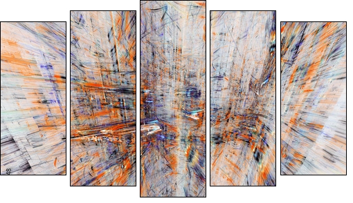 Abstract cyber city, futuristic concept - Obraz pięcioczęściowy, Pentaptyk