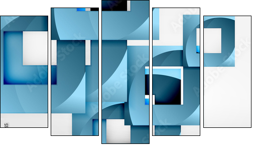 Squares geometric object in light 3d space, abstract background - Obraz pięcioczęściowy, Pentaptyk